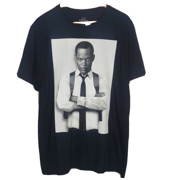 Samuel L Jackson Mens Small Captain Marvel Movie T Shirt Nick Fury Black New - Picture 1 of 5